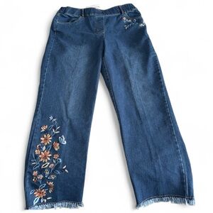 Alfred Dunner Blue Floral Embroidered Jeans
